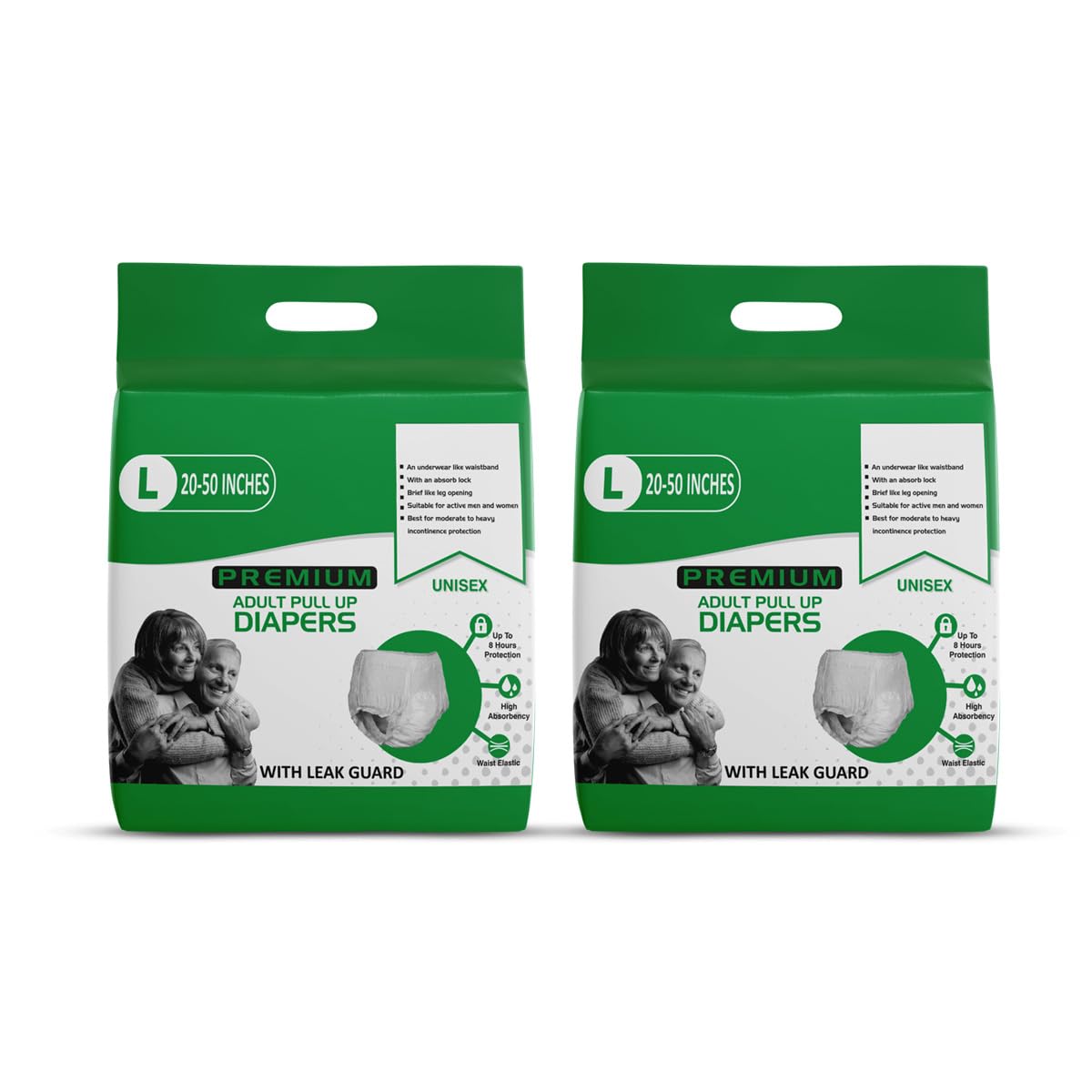 EZ-LIFE Unisex Adult Pull Up Adult Diapers With Leak Guard, Large| (Size:20-50 Inches)|(Pack of 2)-image-33