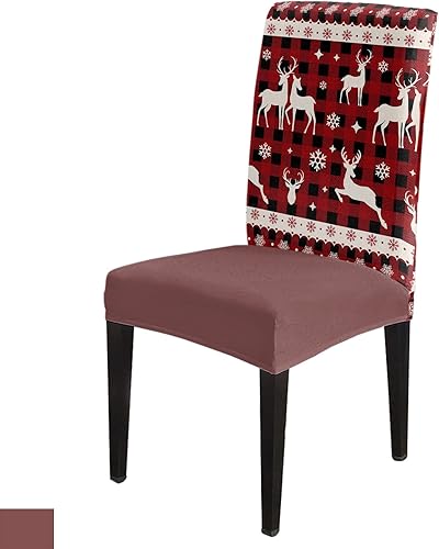 Vista 8 de Z&L Home Juego de 6 fundas protectoras de silla de muñeco de nieve de Navidad, fundas elásticas extraíbles para sillas de comedor, color rojo árbol