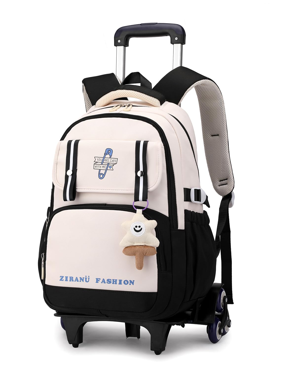 Tanou Mochila con Ruedas Niña, Mochilas Escolares con Ruedas Grande para Niñas y Chicas, Resistentes Mochila Carro Niña de 8-14 Años para Escolar Viaje, Negro
