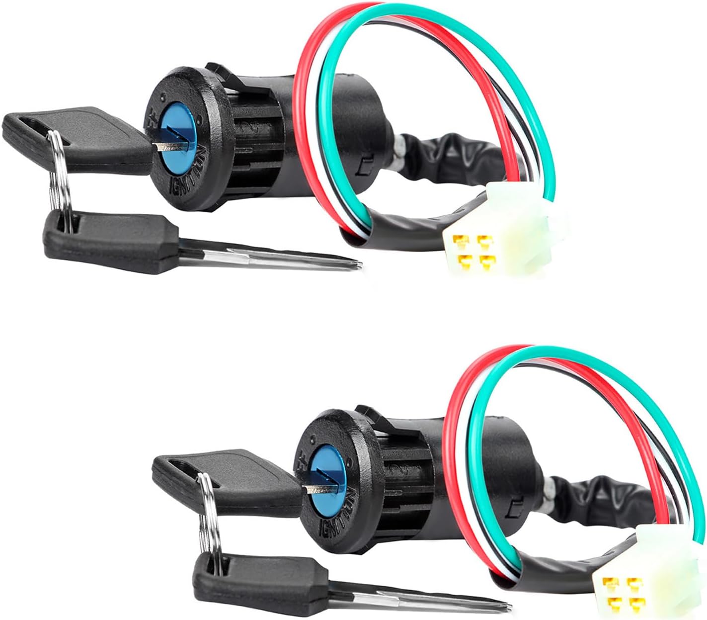 povtii 2PCS Motorcycle Ignition Switch, 4 Wires Key Ignition Switch with 2 Keys, Key Locking Starter Switch Replacement for 50cc to 250cc, Motorcycle Accessories for Dirt Bike Scooter