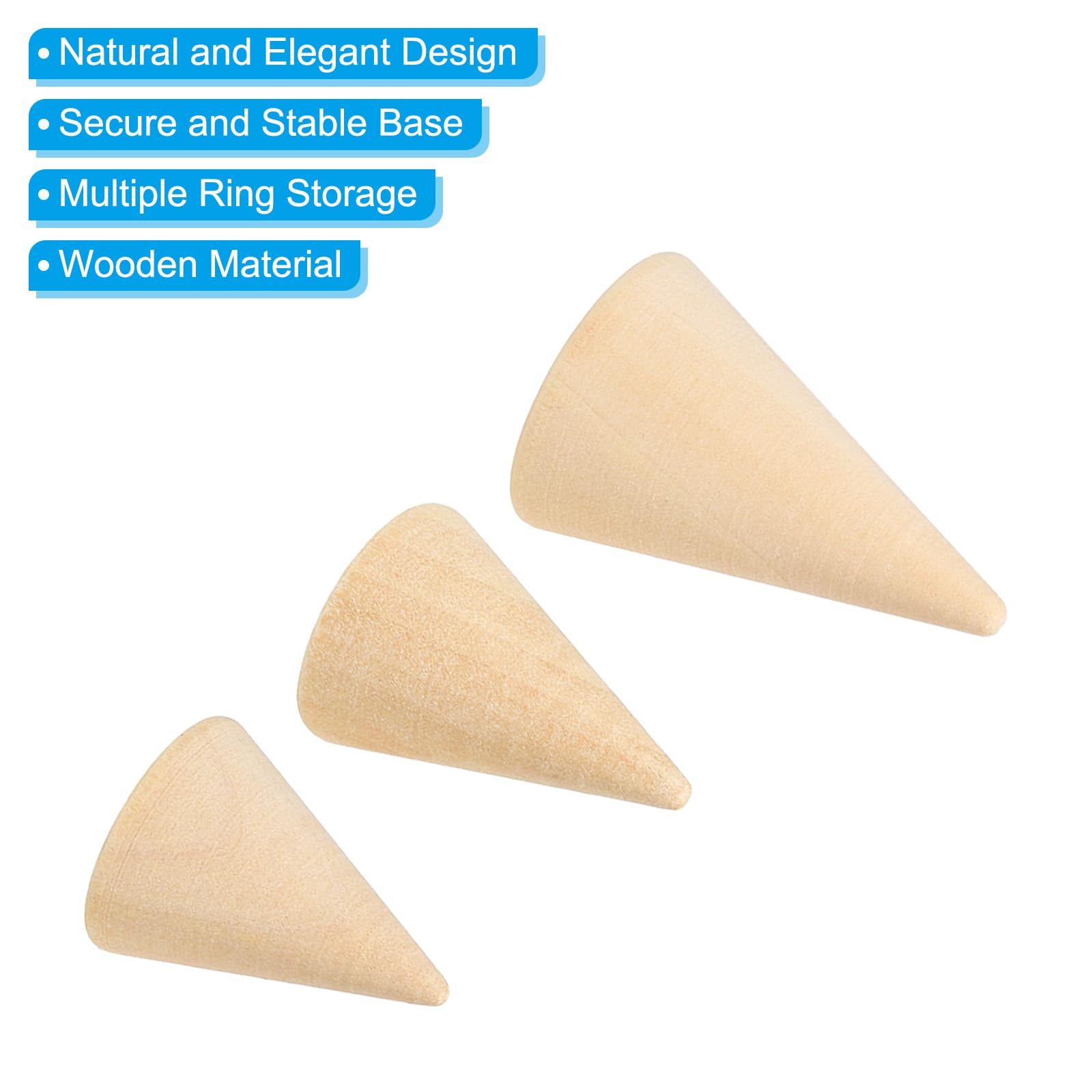 PATIKIL Natural Wood Cone Ring Holder - Image 4