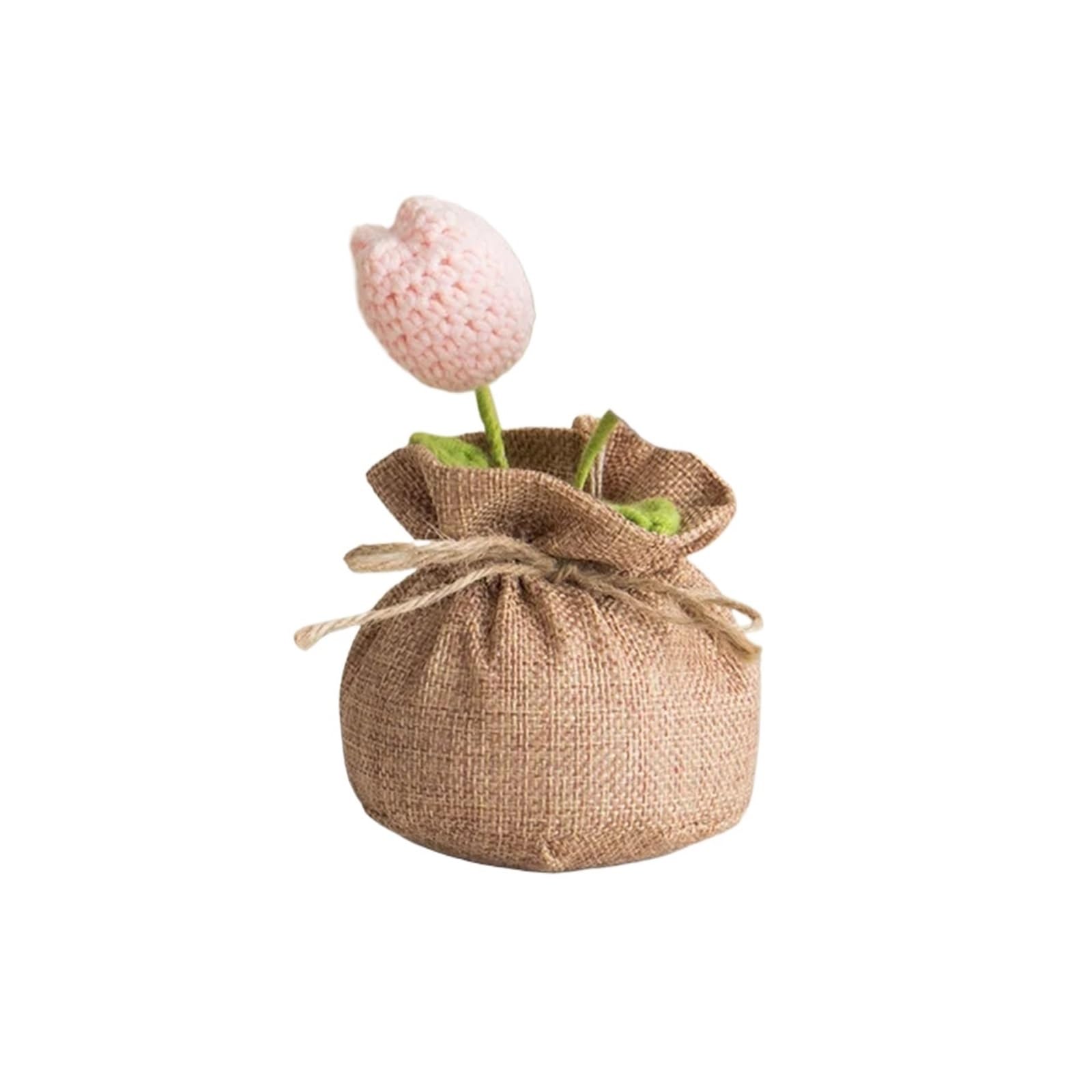 ZHSOAO Knitted Flowers Potted Cute Crochet Knitting Flower Wedding Guest Gift for Weddings Birthdays(Color7)