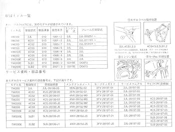Yamaha TW200E サービスマニュアル ヤマハ発動機 TW200/TW200E（5LB/5LB1/5LB2） ヤマハ サービス