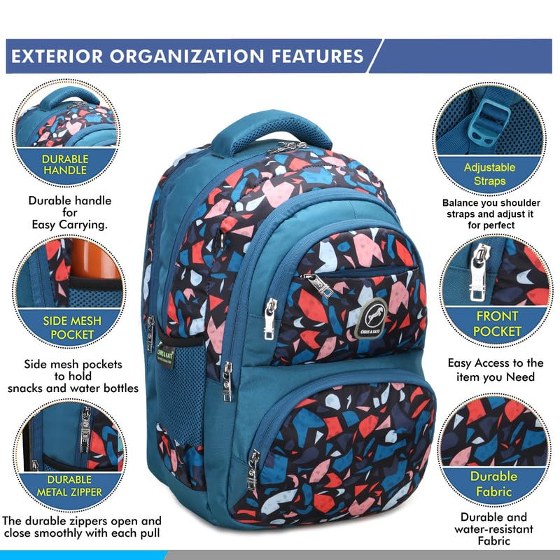 Image of Chris & Kate Premium 32 L Multi-Print School Bag for Boys Girls and Kids Spacious Interiors Casual Backpack Perfect for School, College, Everyday Use Includes Free Stationery Pouch and Rain Dust Cover