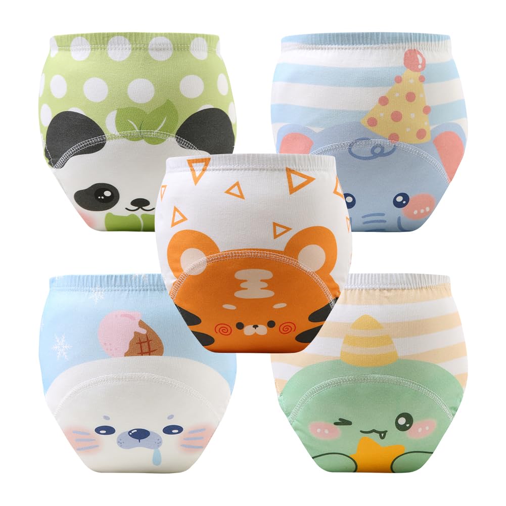 Aolso Cotone Mutandine di Apprendimento per Bambino,5PCS Pantaloni da Vasino,Pannolini Lavabili Riutilizzabile Copripannolino Neonato,Pannolini-Narvalo 110