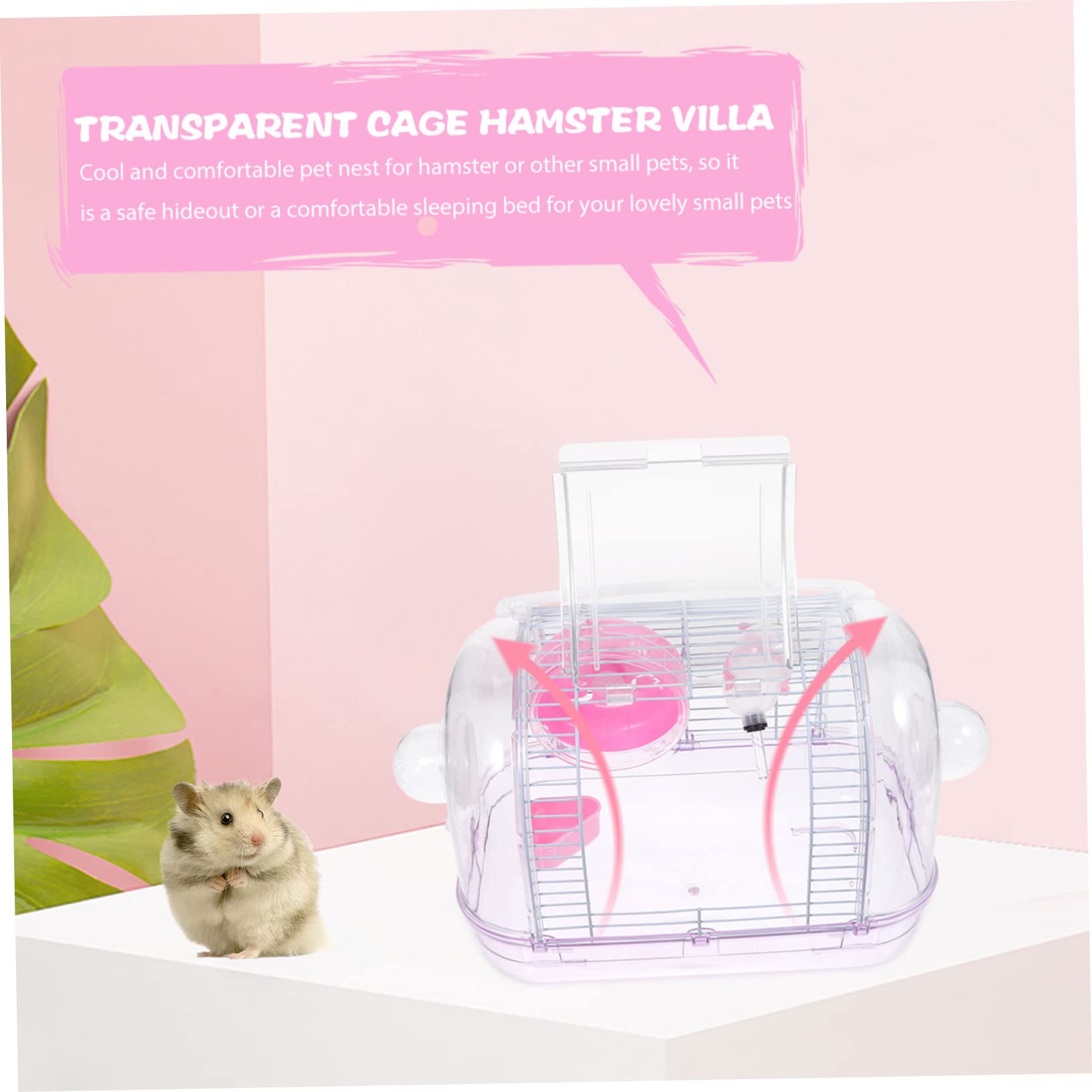 Hamstertransportbox Reisekäfig aus Kunststoff und Eisen, Rosa