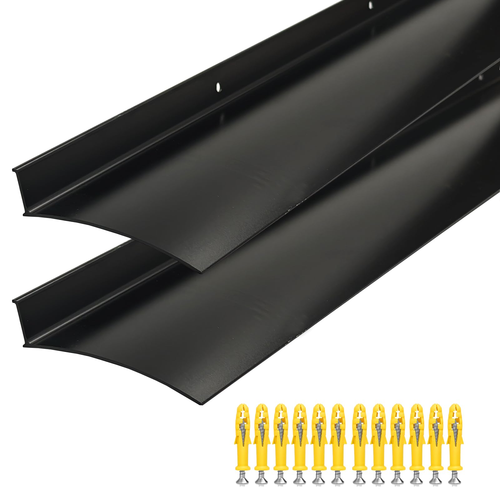 DAILISEN Aluminum Overhead Rain Drip Cap Guard for Exterior Door and Window Top,43.3โ Drip Edge Flashing,Deflectord,Diverter, Anodized 2PCS Black