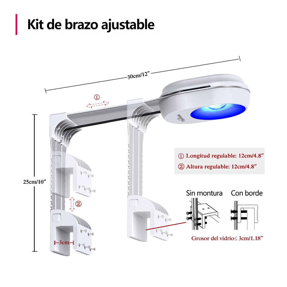 PopBloom RL60 60W Luces LED para acuarios marinos, Luces LED para peceras Acuarios de coral Acuarios marinos de sal Pantallas Acuario 50cm (RL60 Blanco)