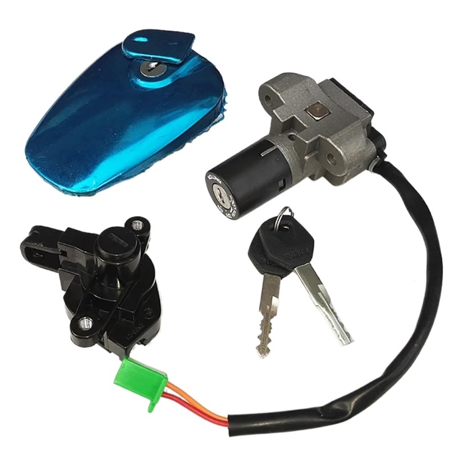 Cerradura de motocicleta Compatible con Suzuki Haojue EN125-2 EN125-2A interruptor de bloqueo de ignición de motocicleta llave tapa de tanque de combustible Interruptor de Encendido