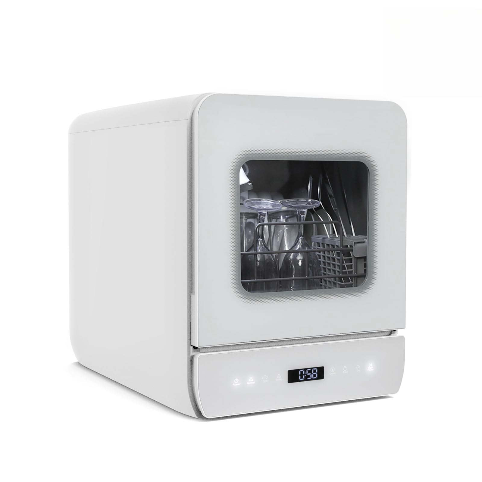 YOURLITE Lave-vaisselle de Comptoir,Mini Lave-Vaisselle de Table,Blanc | Lave Vaisselle Compact avec 7 Programmes,Réservoir d'Eau de 4.8L,Écran LED,Contrôle Tactile,pour Cuisine,APT,Camping