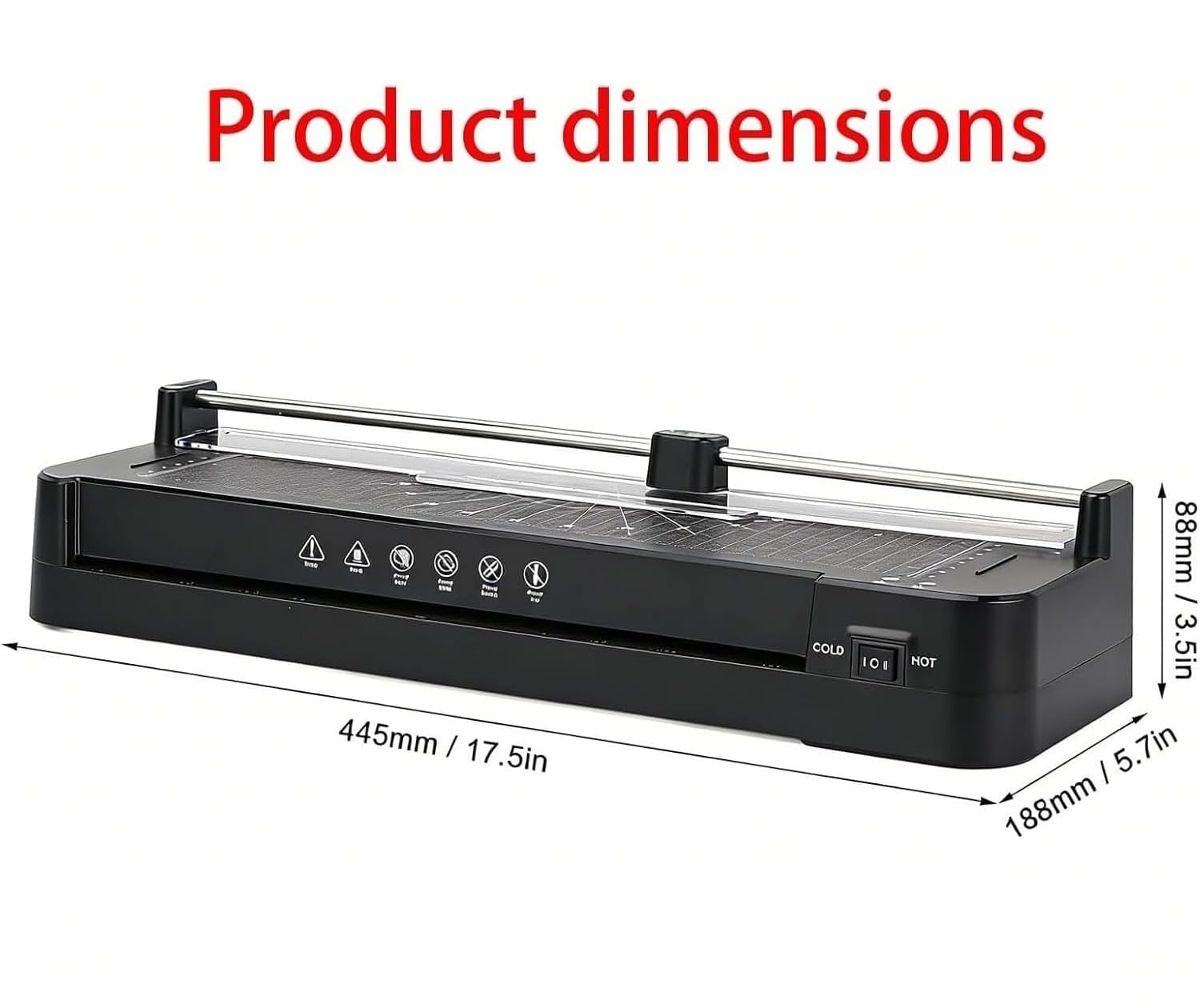 Plastificatrice A3/A4, Plastificatrice fotografica, Laminazione termica e a freddo con preriscaldamento rapido, Rilascio anti-inceppamento ABS Never-Jam, Portatile per Home Office School