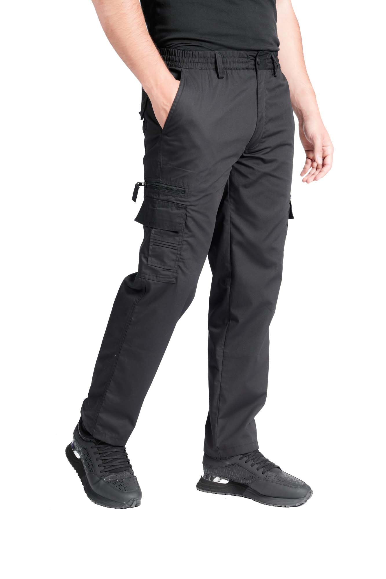 LABEL APPAREL Mens Cargo Trousers M-6XL Lightweight Elasticated Combat Pocket Work Pants (as8, Alpha, m, Regular, Regular, Black)