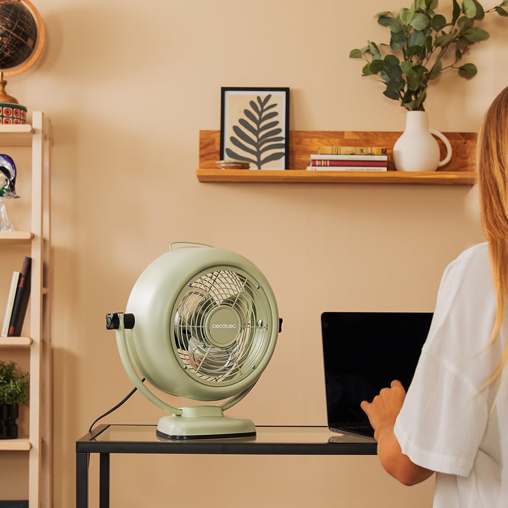 Cecotec Ventilateur de Table EnergySilence 800 RetroDesk Green 20 W