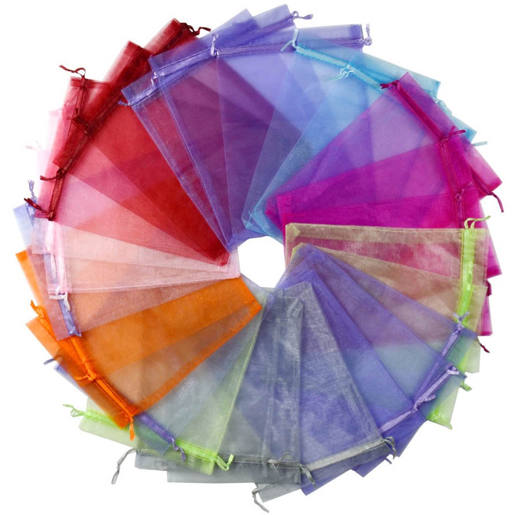 Sungulf 100Pcs Organza Sacchetto Regalo Coulisse 15,2 X 22,9 Cm 16 X 22 Cm Strong Candy Bag Gioielli Festa Di Nozze Favor Mixed Color-image