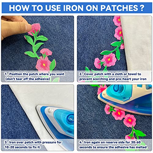 Zzxllro 10Pcs Embroidered Patches, Long Flower Iron On Patches, Beautiful Embroidered Applique Sewing Patches For Clothing, Bags, Jackets, Jeans Diy Accessory Craft Decoration #TOP3