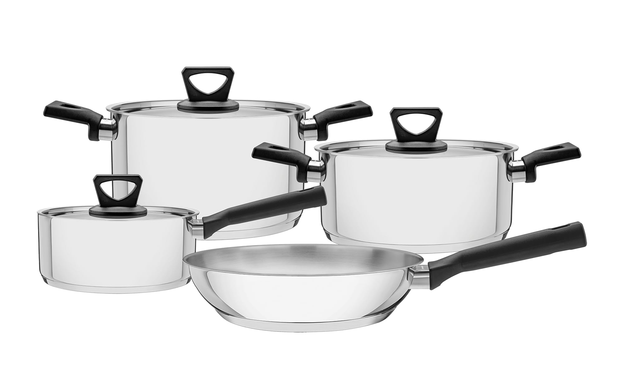 Tramontina Batterie de Cuisine Brava Inox Fond Triple Bakélite 4 Pièces