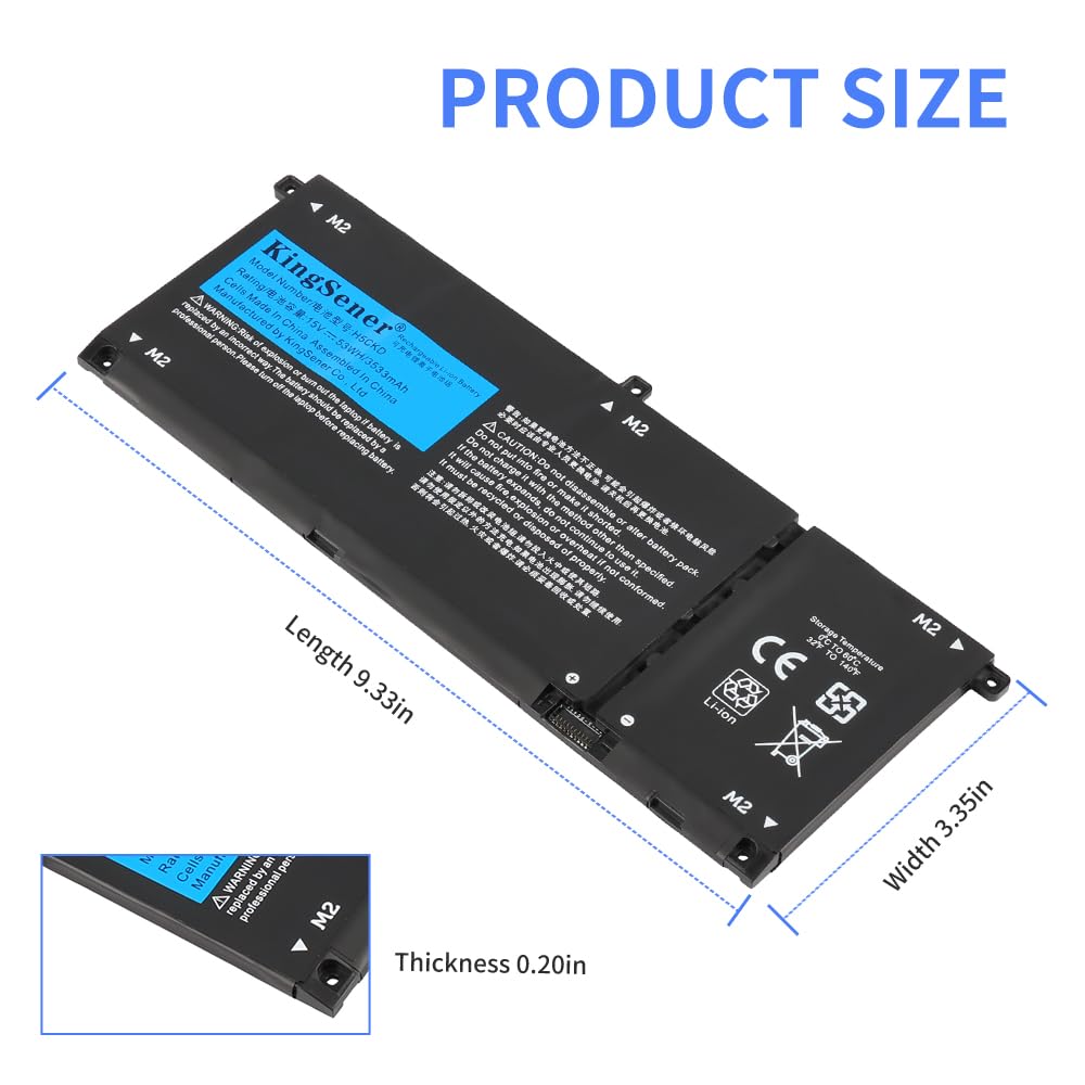 H5CKD 53WH Batteria per Dell Latitude 3410 3510 Inspiron 5300 5401 5408 5501 5508 5400 7405 7300 7500 2-in-1 Vostro 5300 5301 5401 5501 Series 07T8CD 0TXD03 09077G JK6Y6 15V