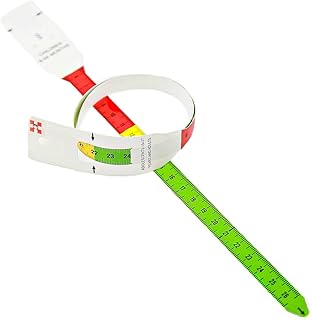 Mid-Upper Arm Circumference MUAC Tape Measure Adults 18+, Pregnant, Postpartum to Evaluate Severe Malnutrition, Color Coded with End Insert, Plastic (Pack of 50)