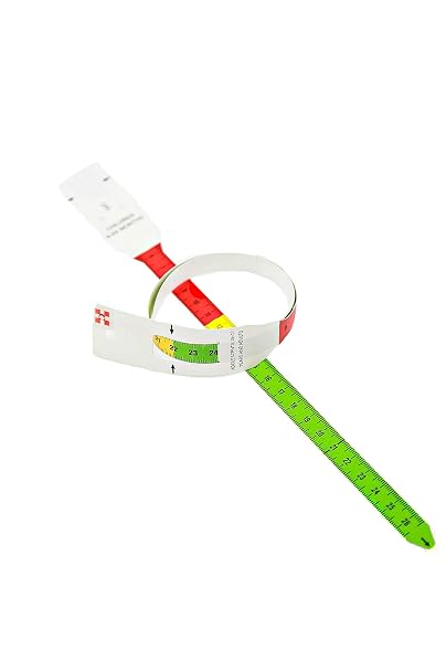 Mid-Upper Arm Circumference MUAC Tape Measure Adults 18+, Pregnant, Postpartum to Evaluate Severe Malnutrition, Color Coded with End Insert, Plastic (Pack of 50)