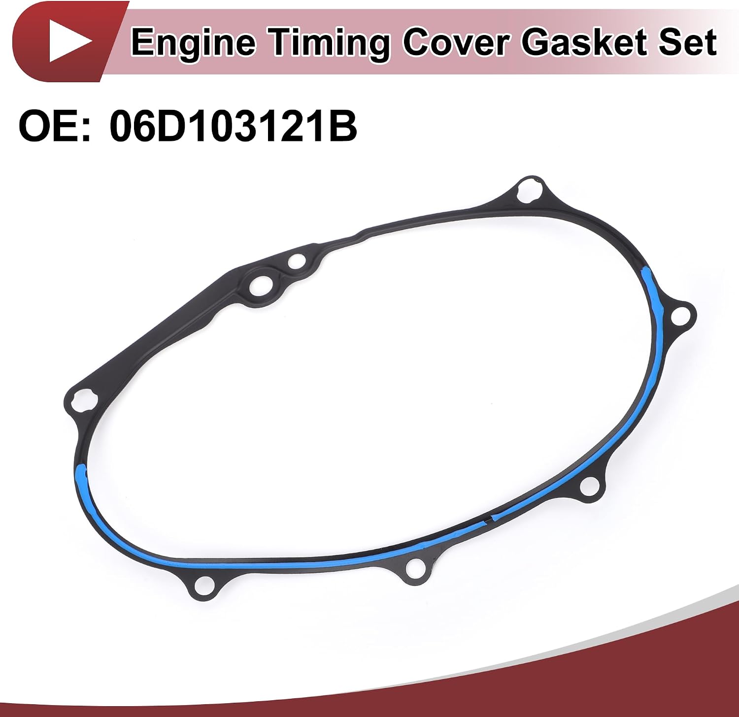 1 Pcs Car Engine Timing Cover Gasket Set for Audi A3 Base 2.0L L4 - Gas 2006-2008 Chain Case Cover Gasket No.06D103121B Black Metal
