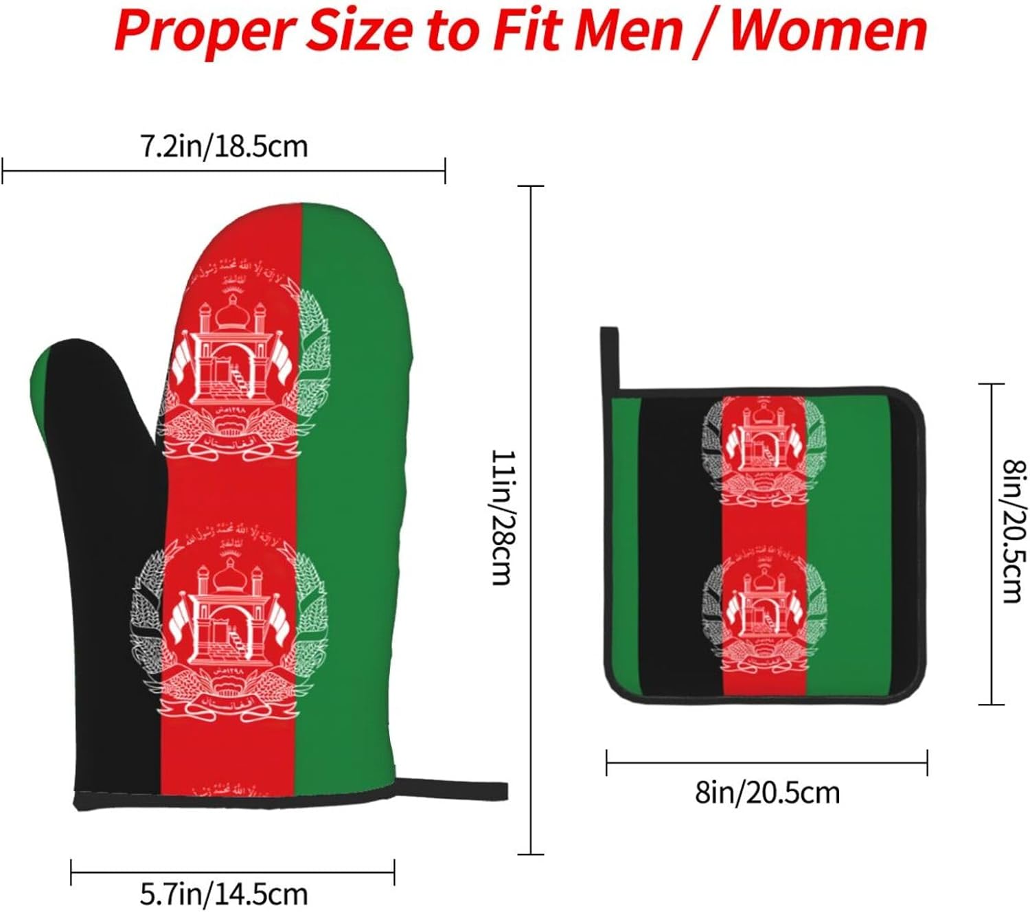 Flag of Afghanistan Print Heat Resistant Microwave Gloves, Used for Baking, Cooking, and Fashion Kitchen Essentials
