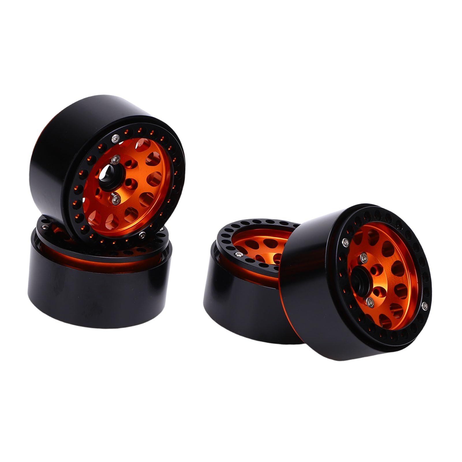 Juego de cubo de rueda RC de aleación de aluminio ligero de 1,9 pulgadas para Crawler RC a escala 1:10, estabilidad mejorada para maniobras de alta velocidad, accesorios de 4 piezas (naranja)