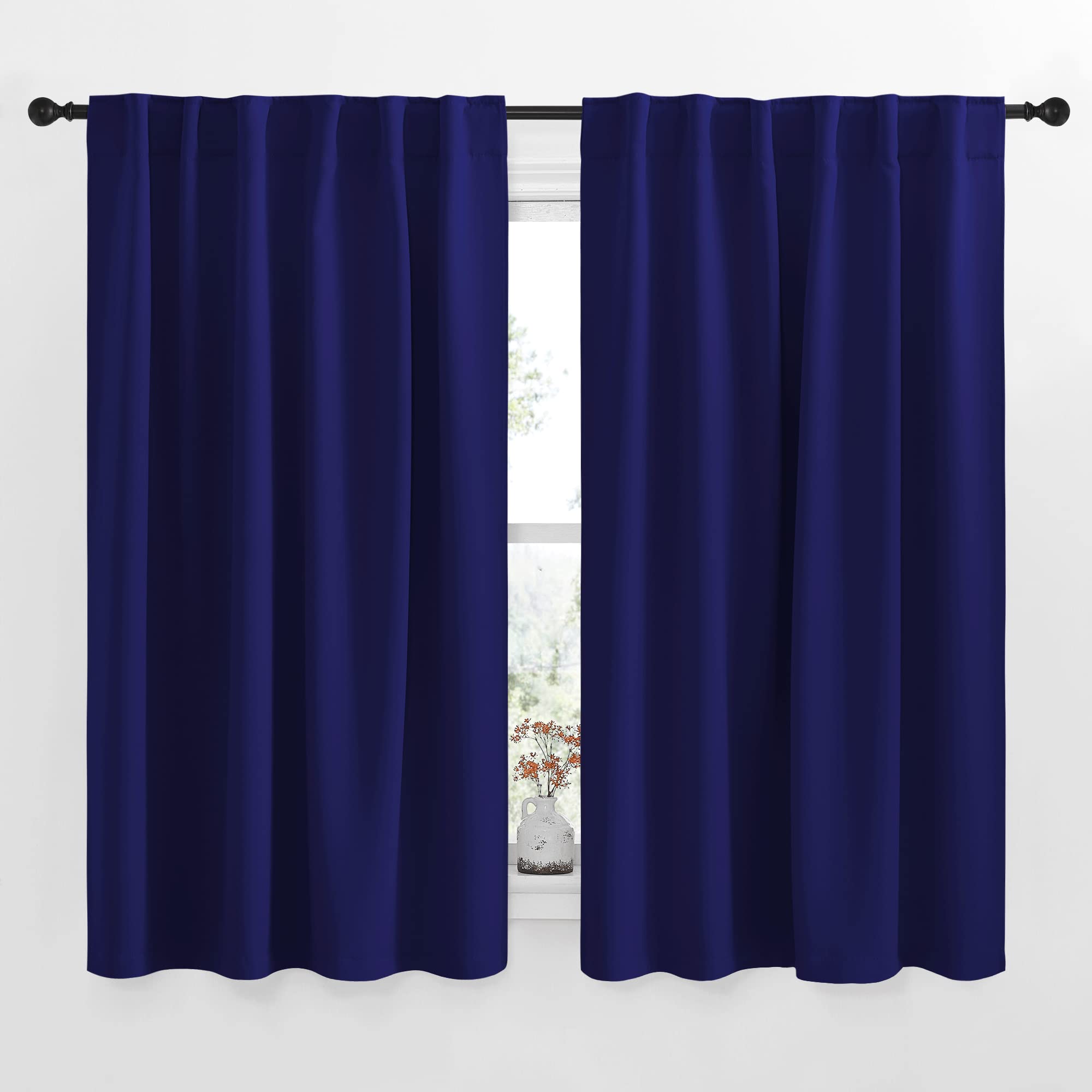 NICETOWN Blackout Draperies Curtains Window Drapes - (Royal Blue Color) 52 inches W by 63 inches L, Set of 2, Blackout Curtain Panels for Nursery
