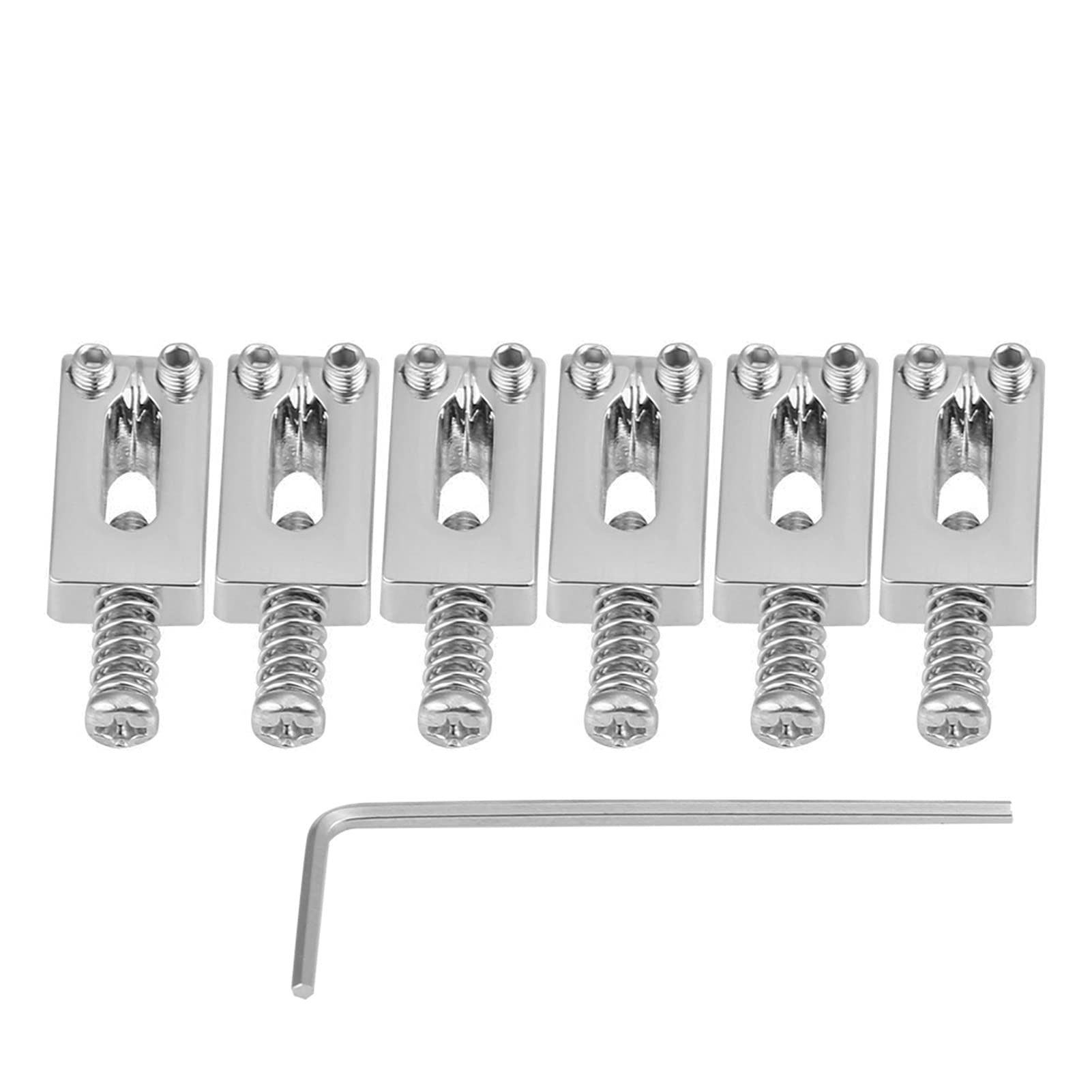 Tomotato Silver 6 Pcs Electric Guitar Tremolo Saddles Bridge Metal Tremolo Saddles Bridge Durable String Tremolo Saddle Part Guitar Tailpiece With Wrench(Silver)