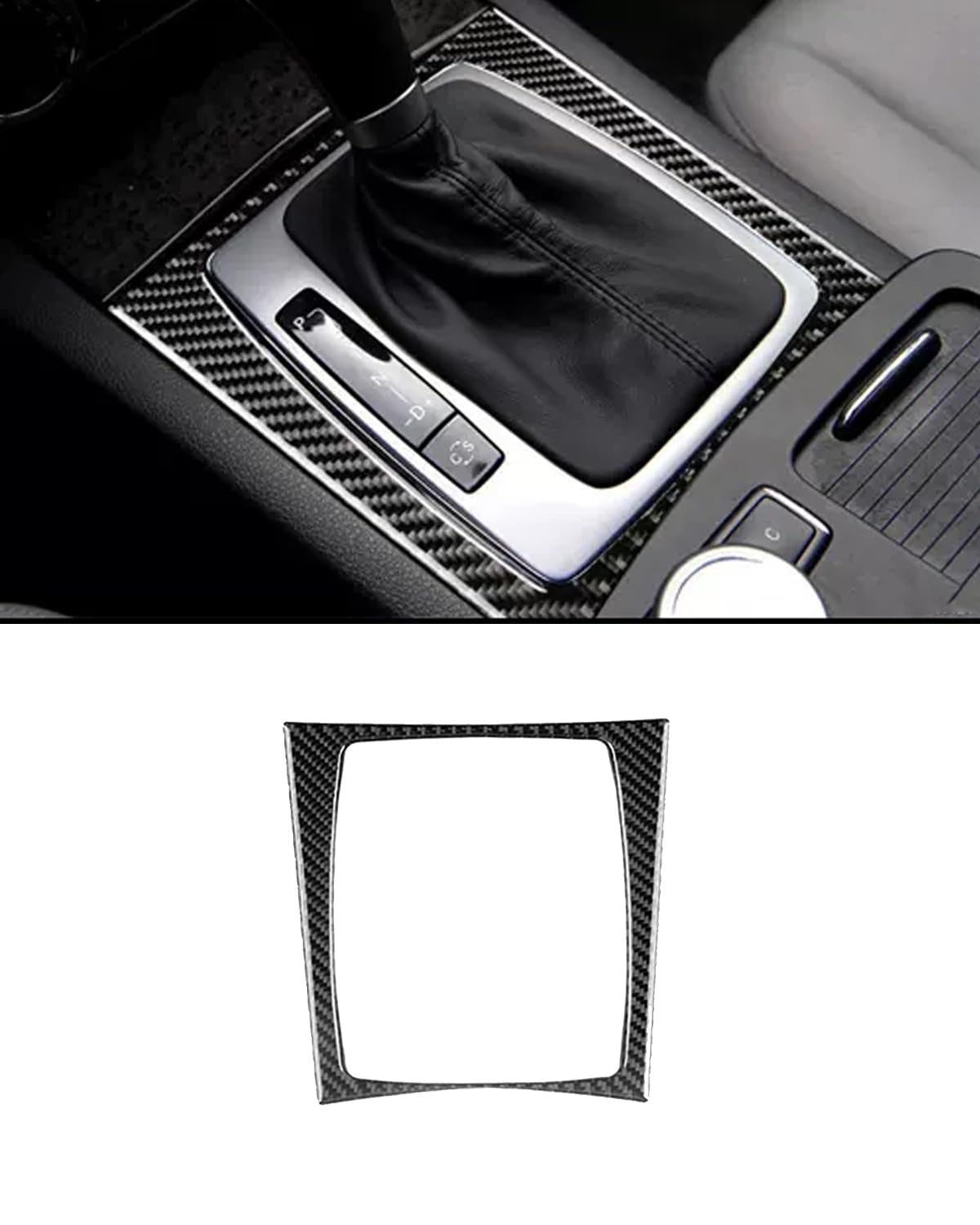 Console Carbon Fiber Panel, Gear Panel Carbon Fiber,W204 Gear Panel Carbon Fiber Compatible with Mercedes-Benz C-Class W204 (Carbon Fiber Black)