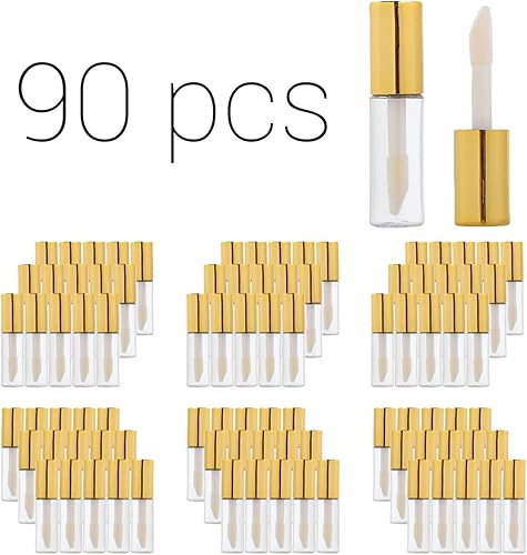 Caja de 90 paquetes, tubos vacíos de plástico transparente para brillo de labios, contenedor de botella de bálsamo labial, contenedor de botella de