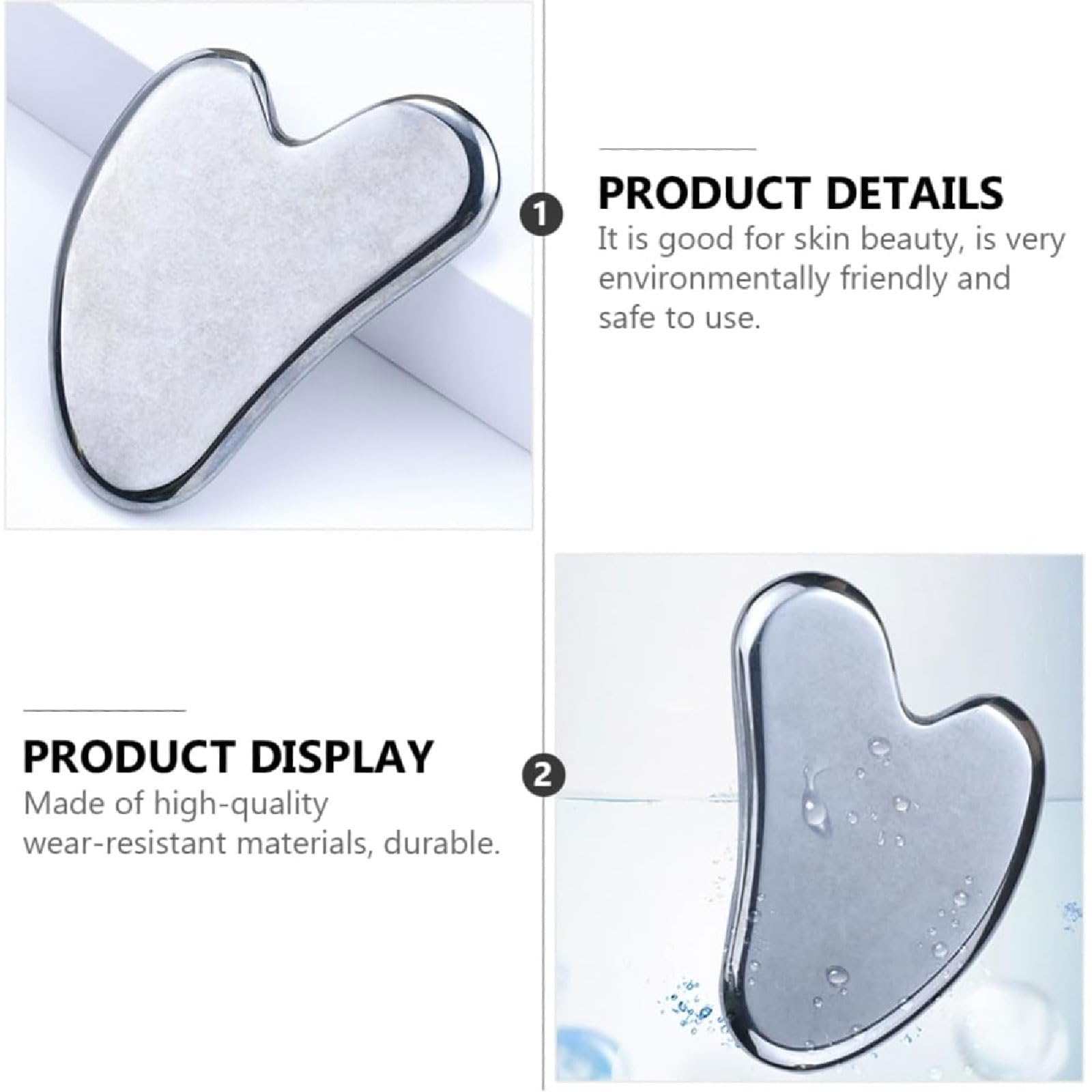 esmen Piedras de Masaje 3 Piezas de Acero Inoxidable Guasha Tablero de raspado Facial masajeador de Punto de gatillo Placa de raspado para raspado Facial/Tobillo/Cuello/músculo guasha Facia