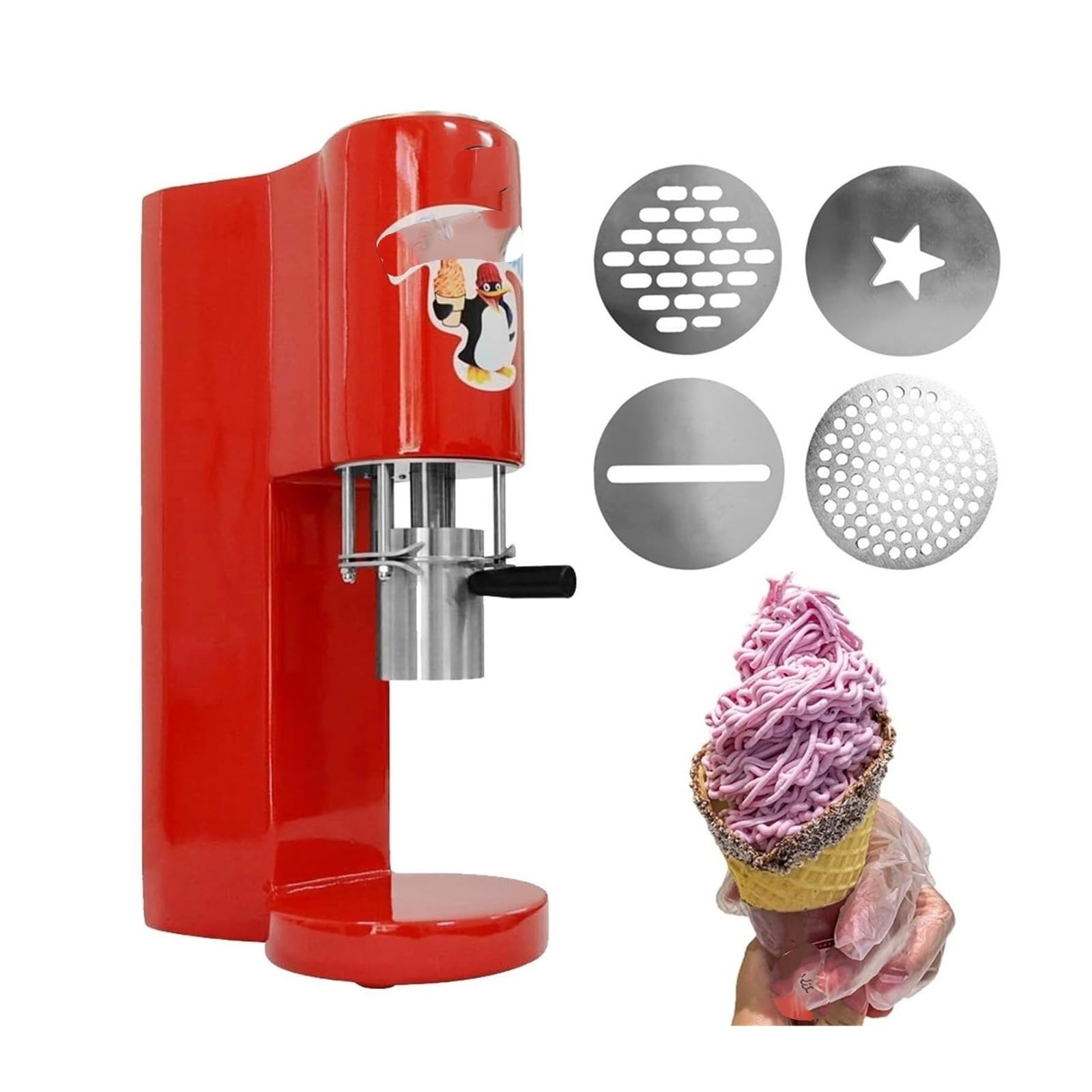 Máquina comercial de fideos para helados con 4 moldes para postres creativos, perfecta para camiones de alimentos y heladerías, fácil de usar y limpiar