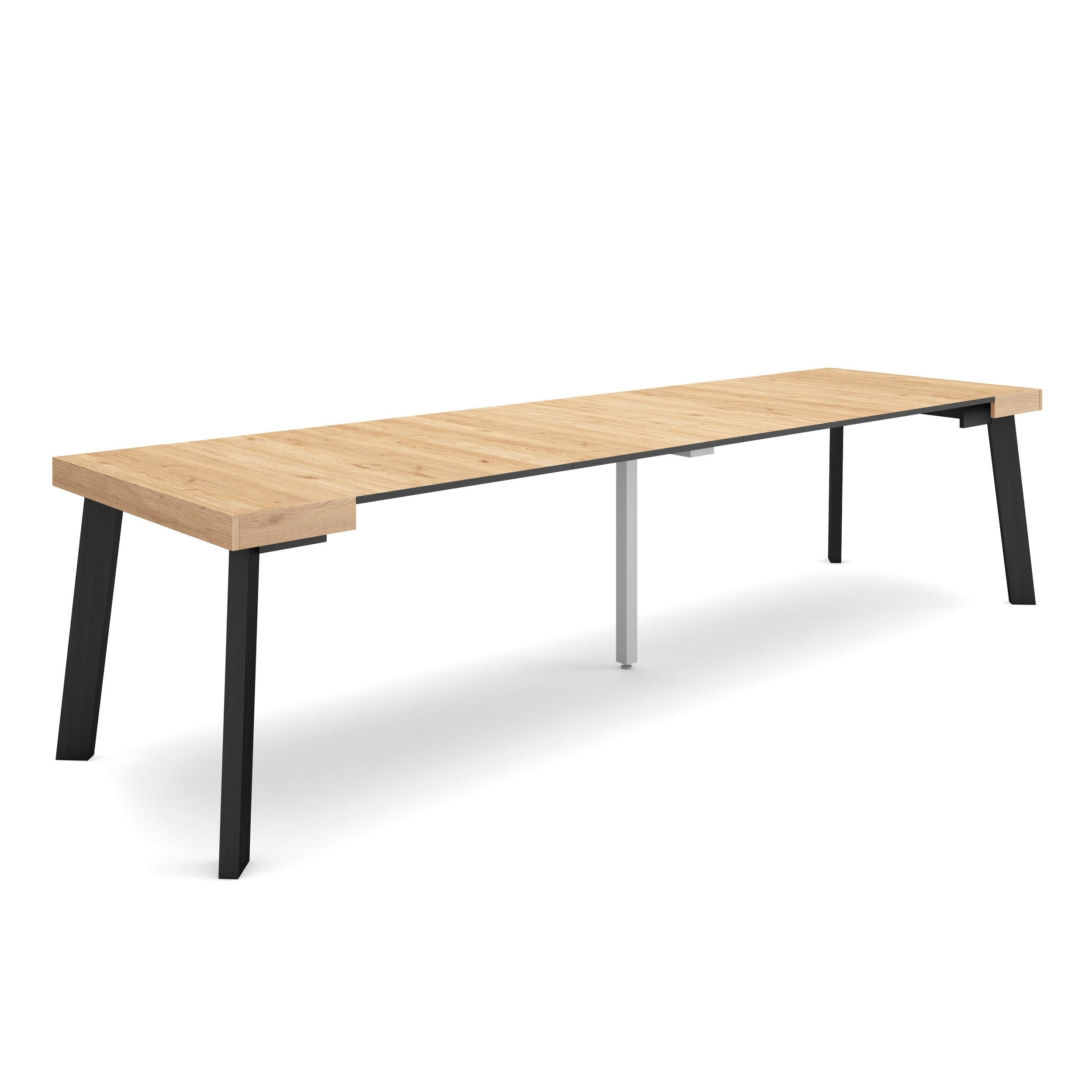 Skraut Home | Table Console Extensible | Console Meuble | 300 | pour 14 Personnes | Pieds en Bois | Style Moderne | Chêne