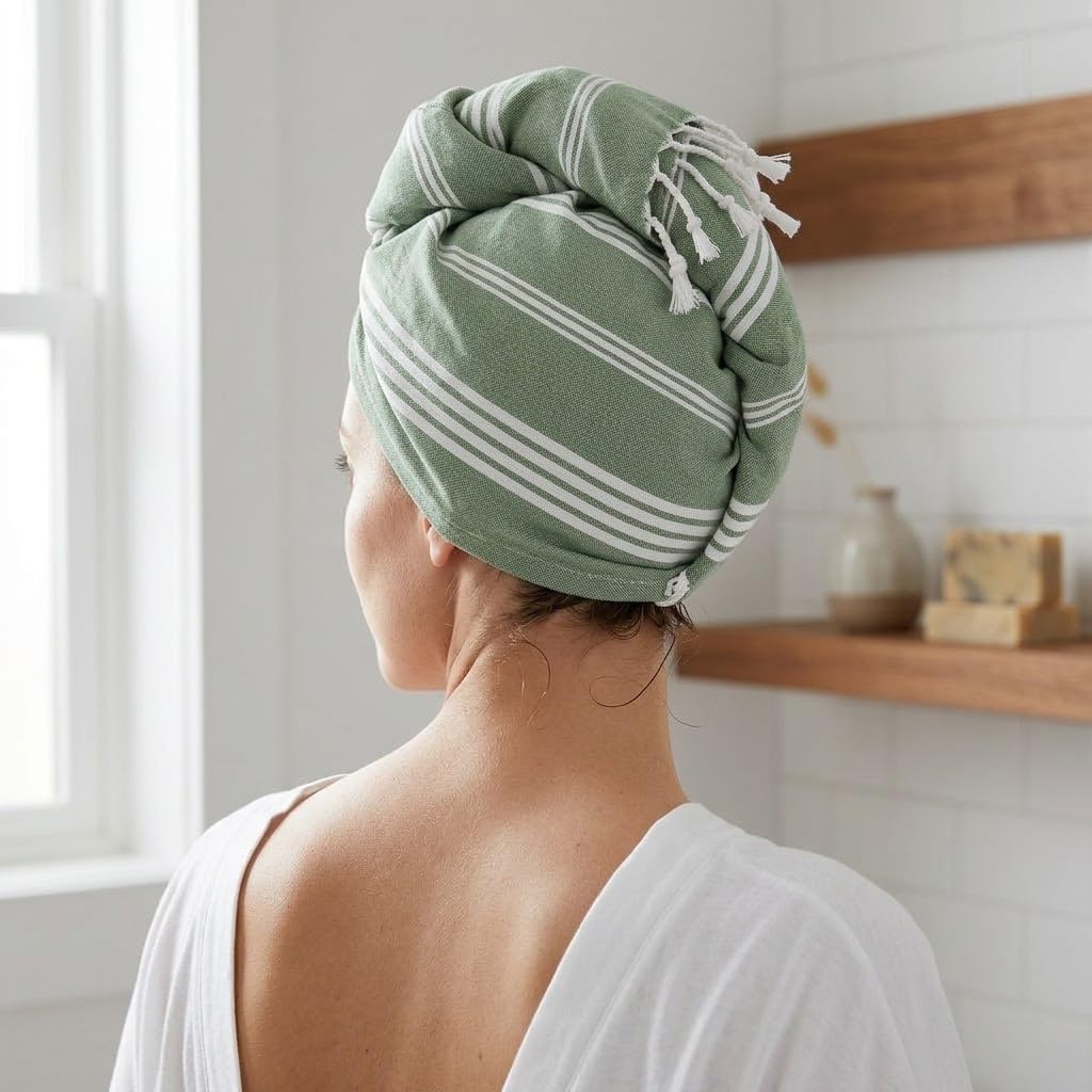 EPHESUS TOWELS Toallas de mano – Juego de 2 toallas de mano de 18 x 30 pulgadas, 100% algodón turco, toallas de mano decorativas para baño, cocina, invitados, cara, cabello, té, paño de cocina (verde