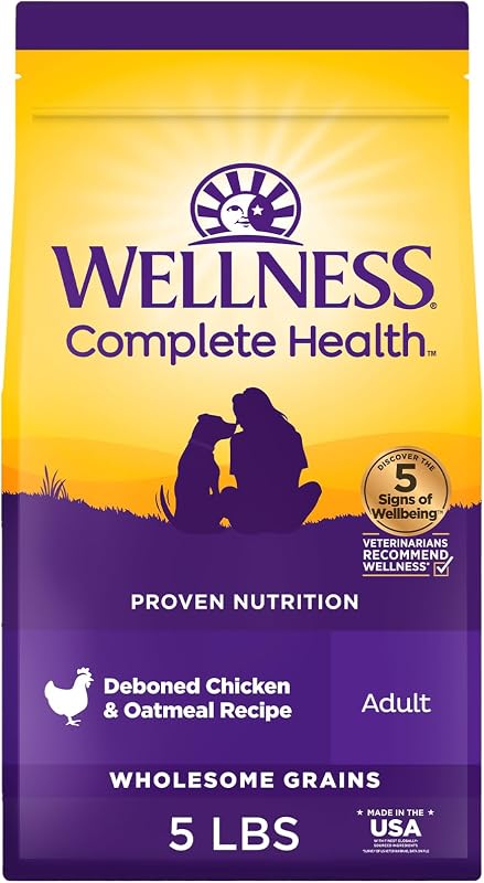 Ração seca para cães adultos Wellness Complete Health com frango e aveia, 2,27 kg