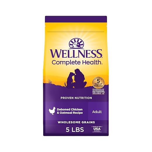 Wellness Complete Health Adult Dry Dog Food, Wholesome Grain Kibble, Natural, Chicken and Oatmeal Recipe, 5 lb Bag