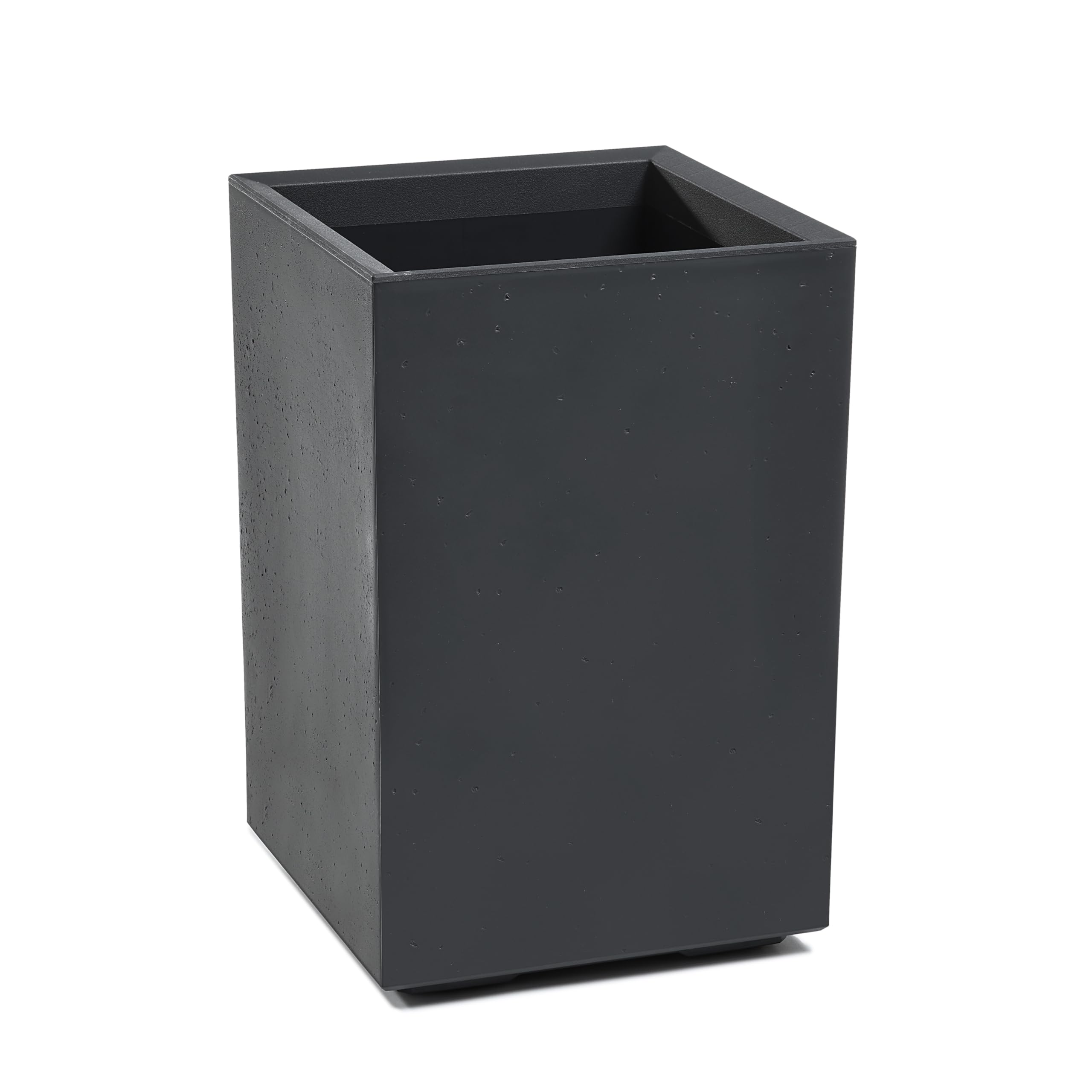 Tymar Macetero alto con ruedas 40x40x60 cm, macetas para plantas, maceteros de exterior, maceteros altos, macetero de aspecto hormigón, plástico KARO (Antracita)
