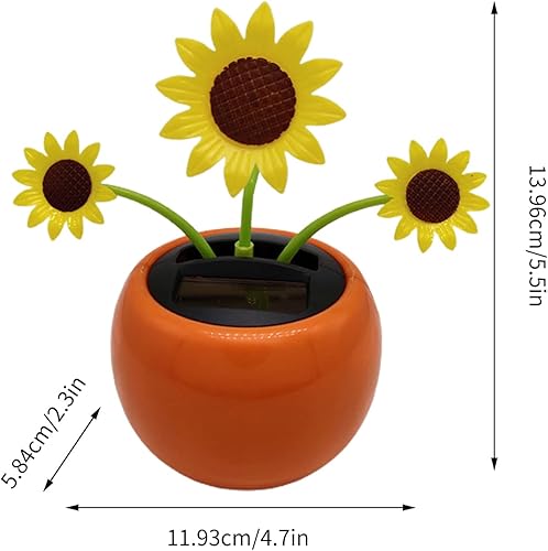 Miniatura 4 de Naysku Flores solares bailarinas | Adorno solar de girasol para automóvil, juguete portátil de cabeza agitadora, decoración reutilizable de tablero