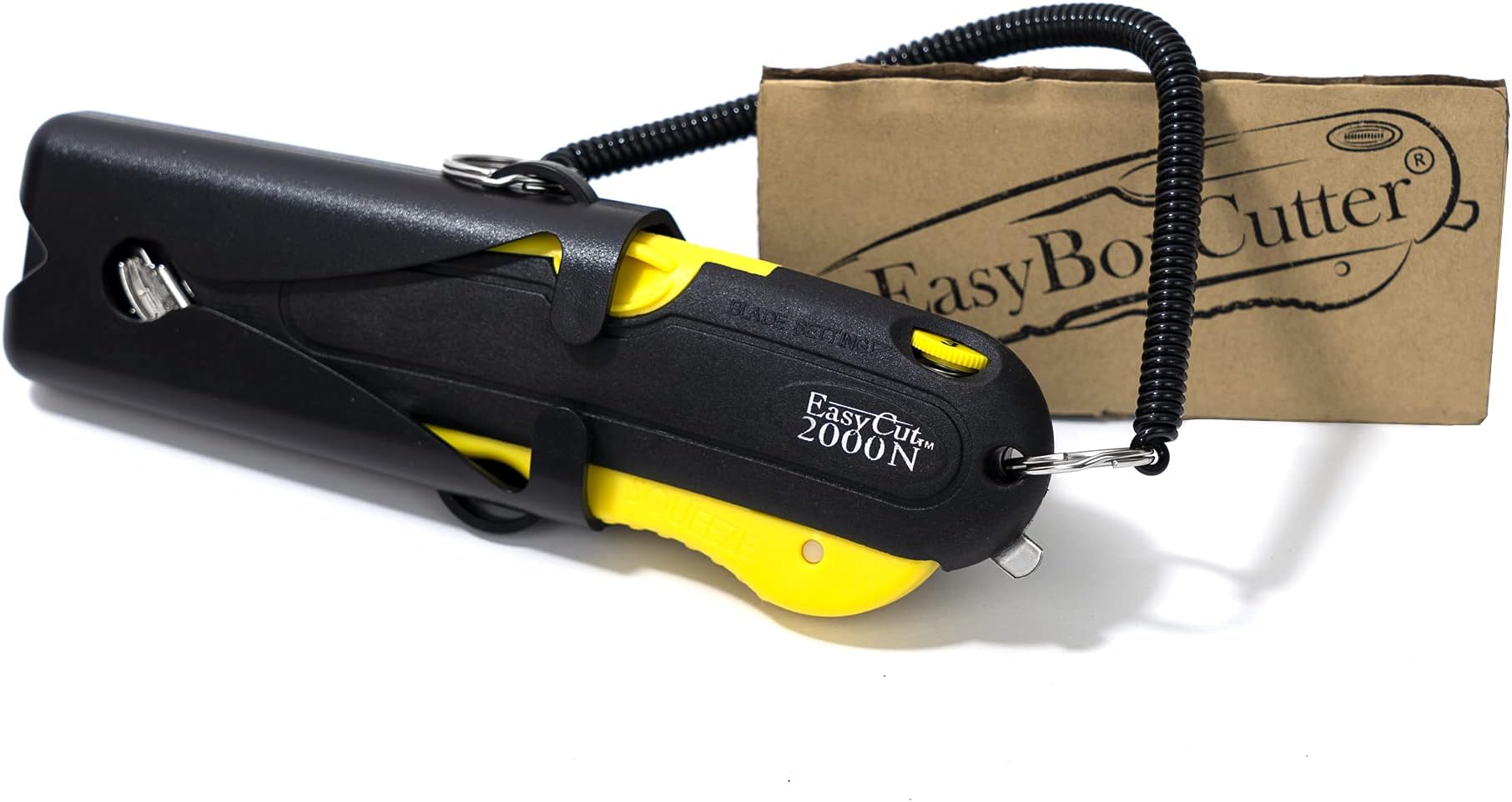 Easy Cut Modern Box Cutter, extra tape cutter at back, dual side edge