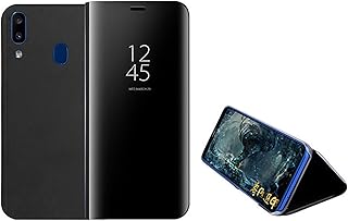 مراة شفافة قائمة بدون مستشعر خارجي، ليست ذكية مع حامل مع حامل متوافقة مع موبايل اوبو ريلمي 3 - اسود، سيليكون