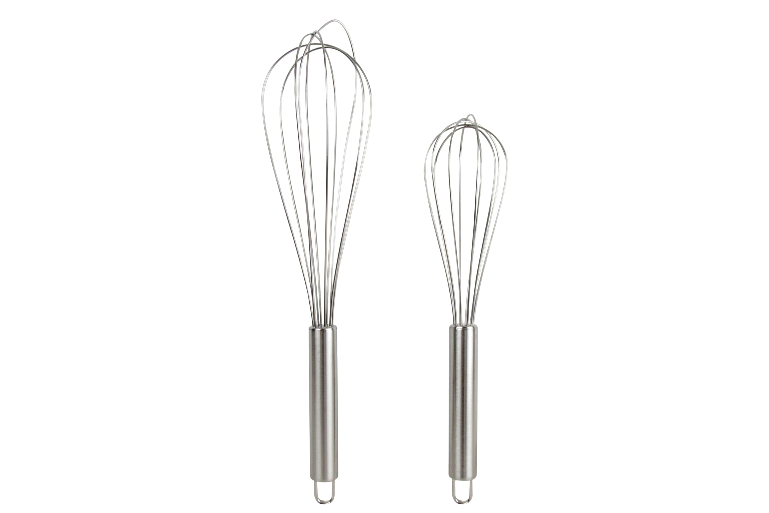 Zenker Set of 2 Wire Whisks, Stainless Steel, Medium & Large, Manual Egg Whisk, Baking Whisk, Pack of 2 Balloon Whisks for Cooking Whisking Beating & Stirring, Round Handle & Hanging Loop, Silver