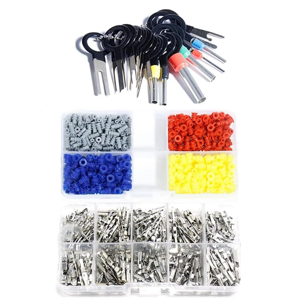 Tassteen 690pcs Connector Pins Crimped Terminal Automotive Car Kit Electrical 1-3.5mm Motorcycle ATV Wire Male Female Crimp Set