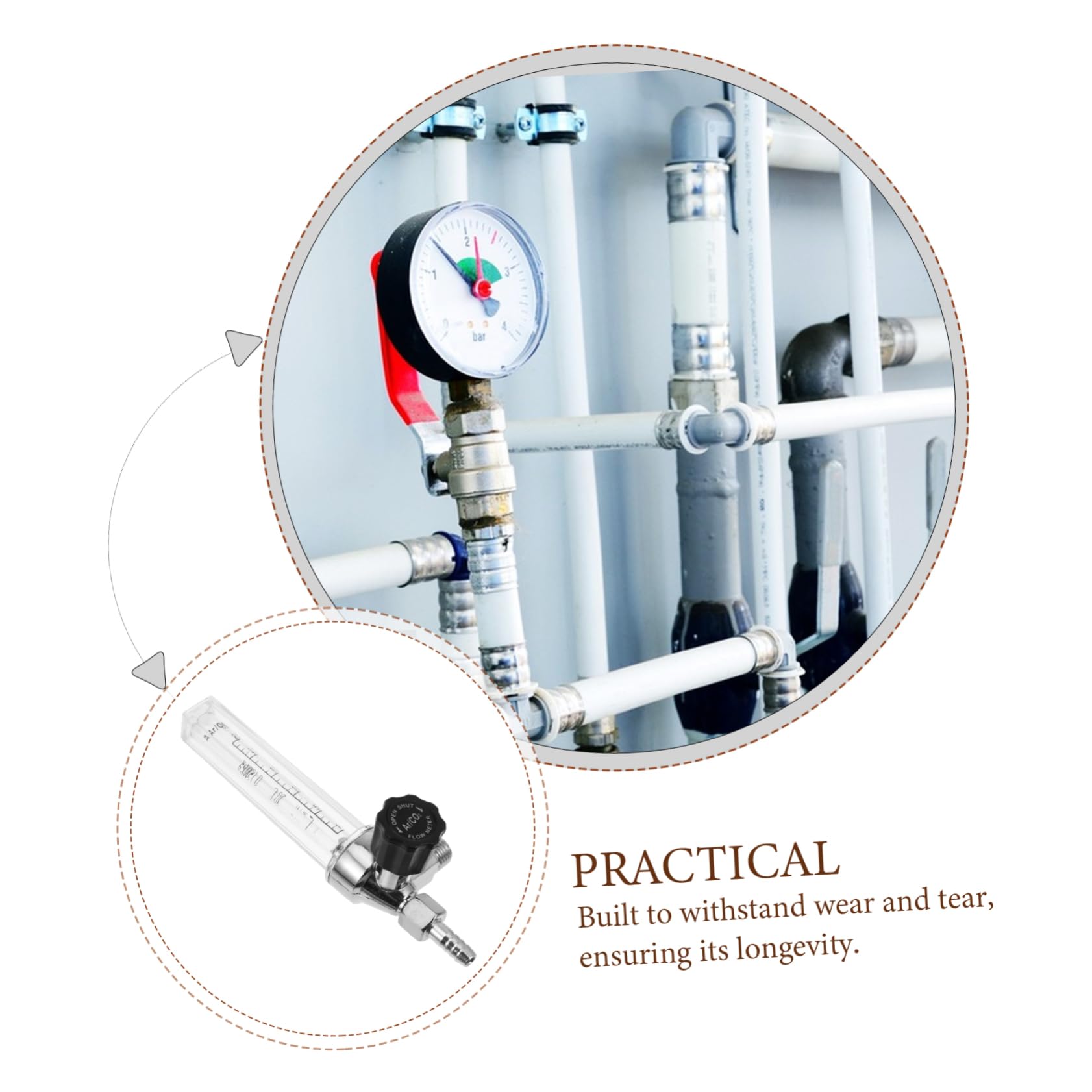 VILLFUL Barometer Regulator Carbon Dioxide Flowmeter Measurement Flowmeter Argon Gas Flow Meter Flowmeter Argon Carbon Dioxide Flow Indicator Gas Flowmeter Aluminum Alloy Transparent