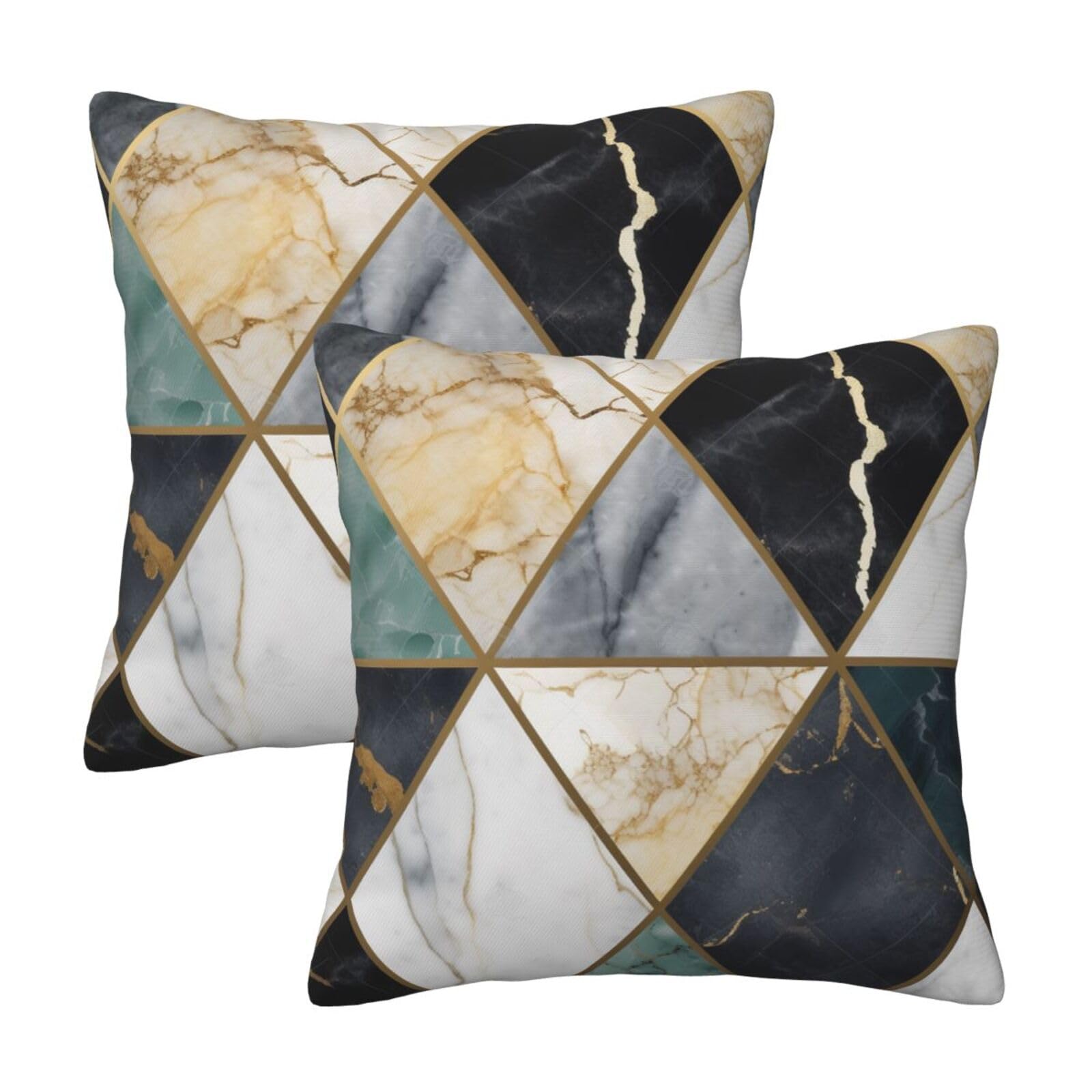 Geometric Marble Throw Pillow Cases 2 Pack Square Pillowcases Soft Pillow Protectors for Couch Livingroom Sofa Bed Office Car,30x30 CM