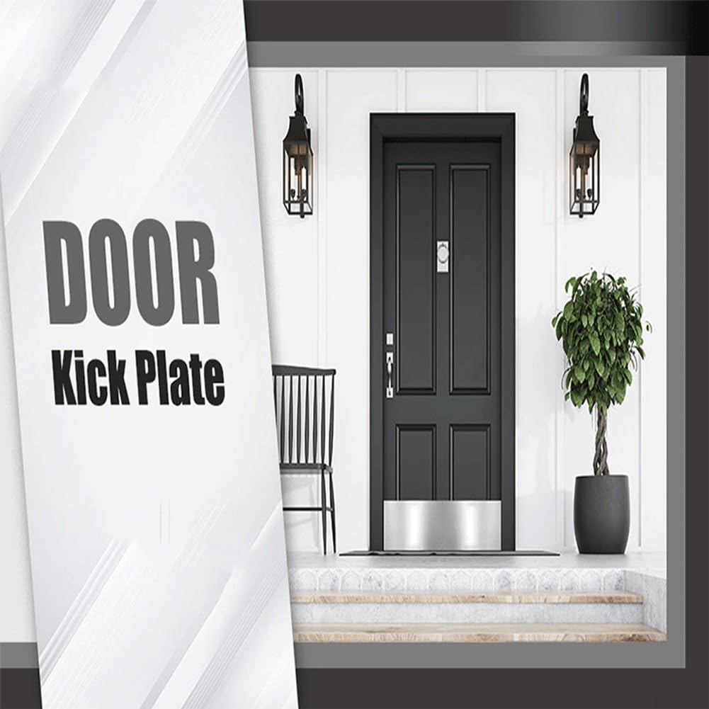 Lot de 2 plaques de poussée de Porte en Acier Inoxydable - 41 x 11 x 1,5 cm - Protection de Porte en tôle - Empêche l'usure du Bas de la Porte - Argenté