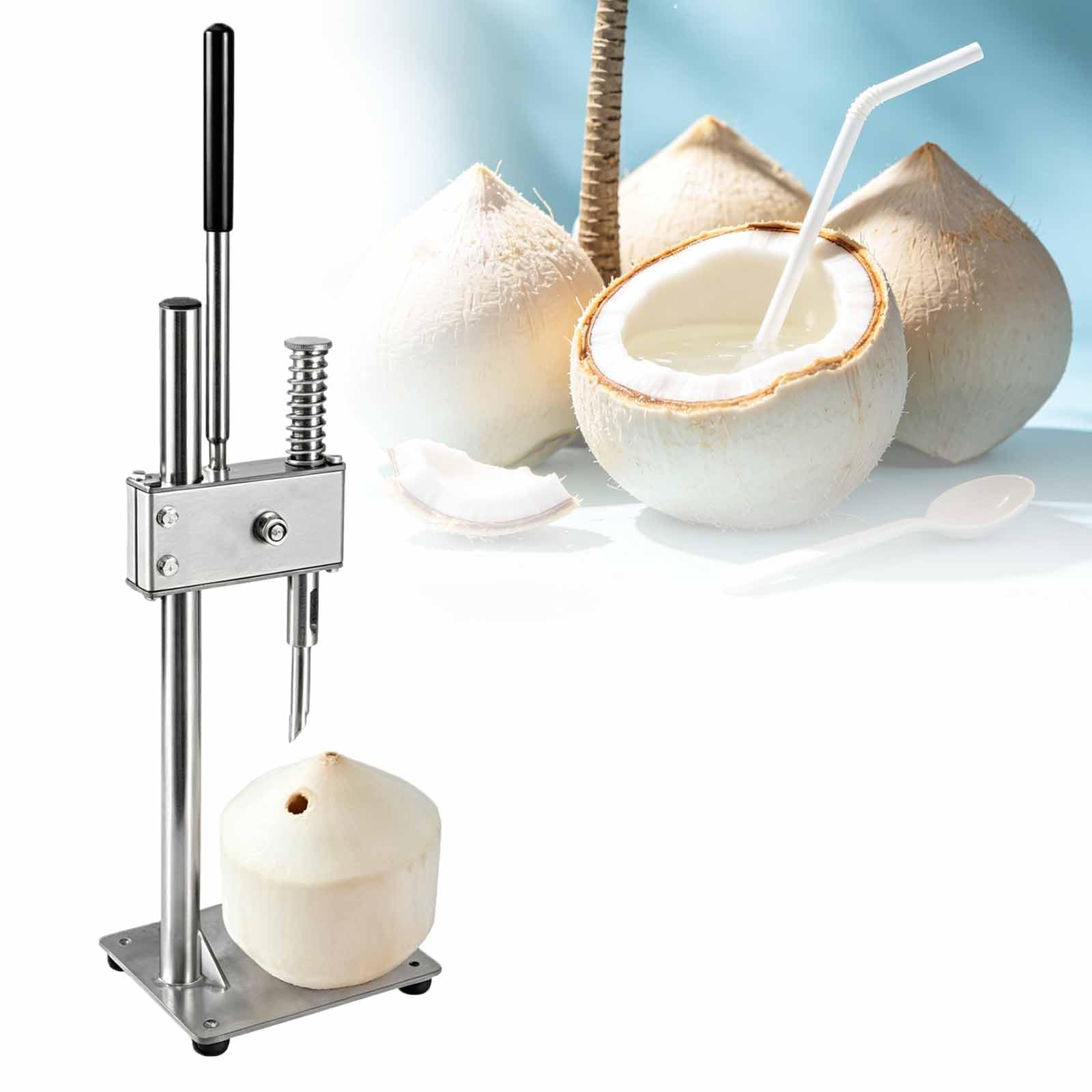 ERICAT Commercial Coconut Opening Machine, Stainless Steel Manual Coconut Opening Tool with Adjustable Height and Non-Slip Handle, Labor-Saving Lever & Efficient Opener, for Home Fruit Shop