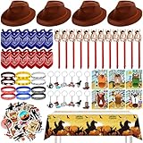 Xtinmee 135 Pcs Cowboy Party Favors Cowboy Hats Western Cowgirl Party Costume Set for Kids Party Supplies (Cowboy)