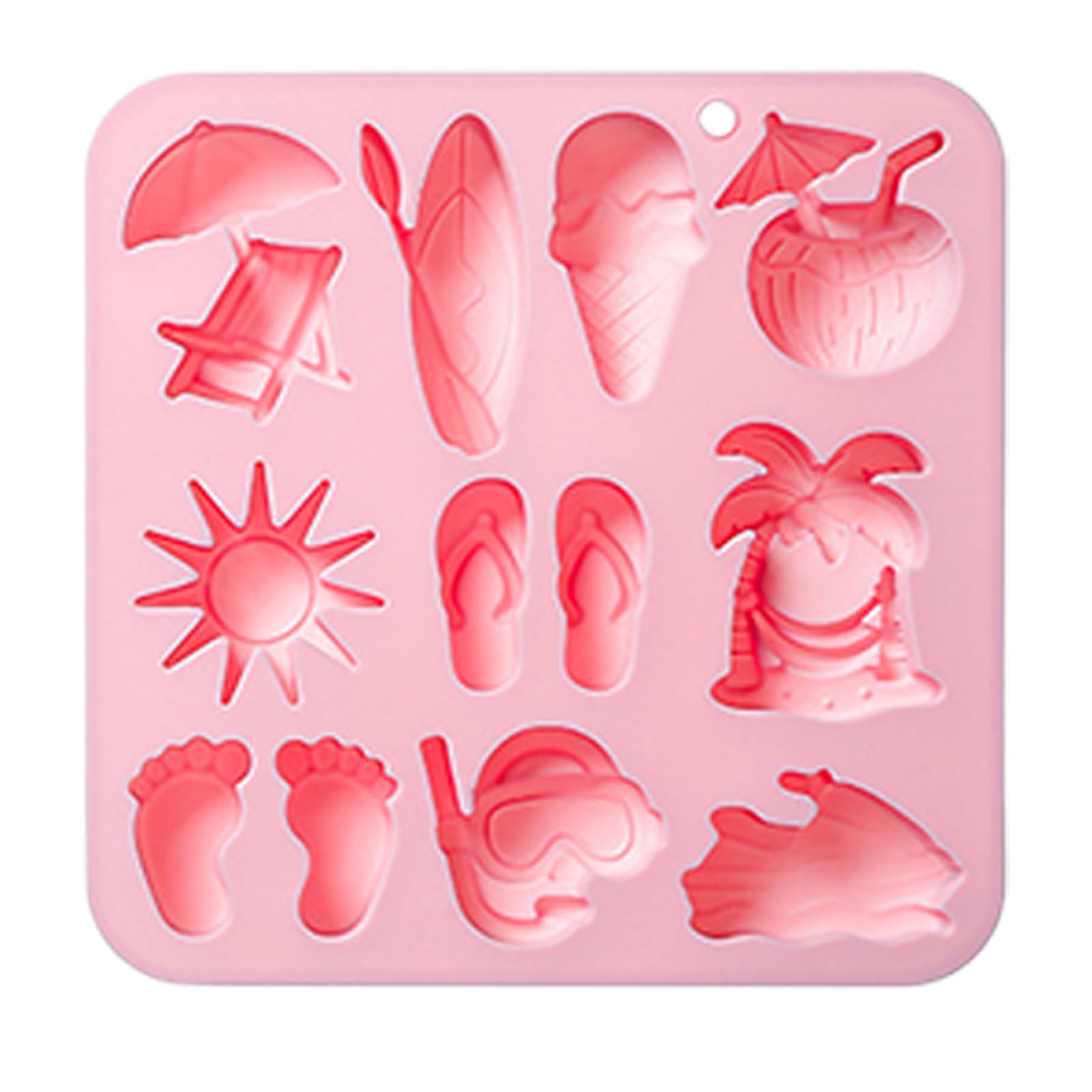 Elnwnnkc Flexible Silicone Chocolate Mold 12 Cavity Beach Theme Tray for Wax Melt Soap Resin and Party Dessert