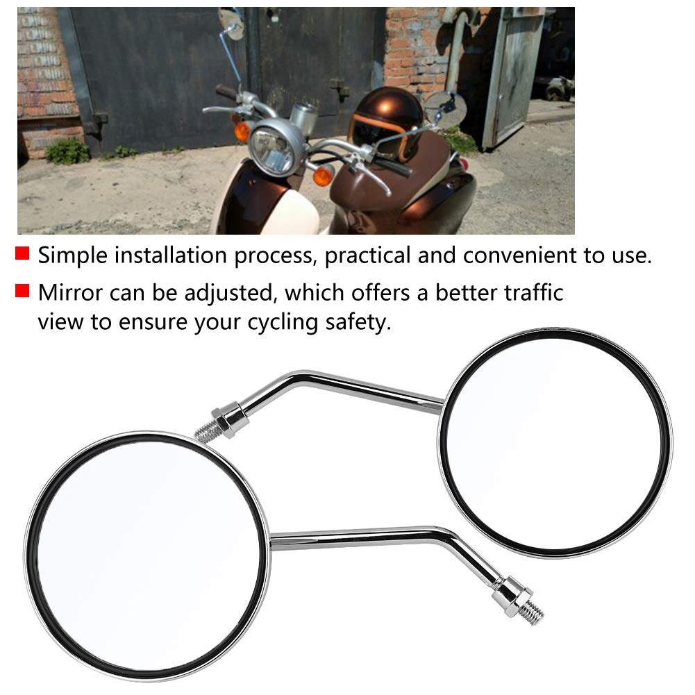 1 Para Lusterka Motocyklowe 8mm Okrągłe Lusterka Motocyklowe Prawa i Lewa Strona Lusterko Wsteczne Motocykla dla Ogólnego 8mm Lusterko Wsteczne Motocykla