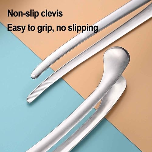 Miniatura 3 de JSBWSFA 2 pinzas de cocina de acero inoxidable para servir alimentos, pan, ensalada, barbacoa, con soporte para parrilla al aire libre y campamento